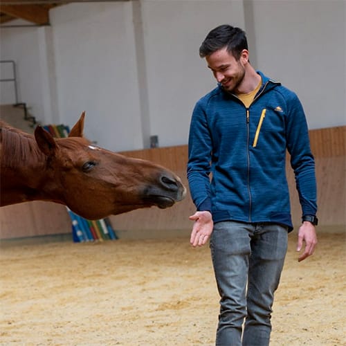 Stute Ligah folgt im Coaching der Hand von Barnabas.